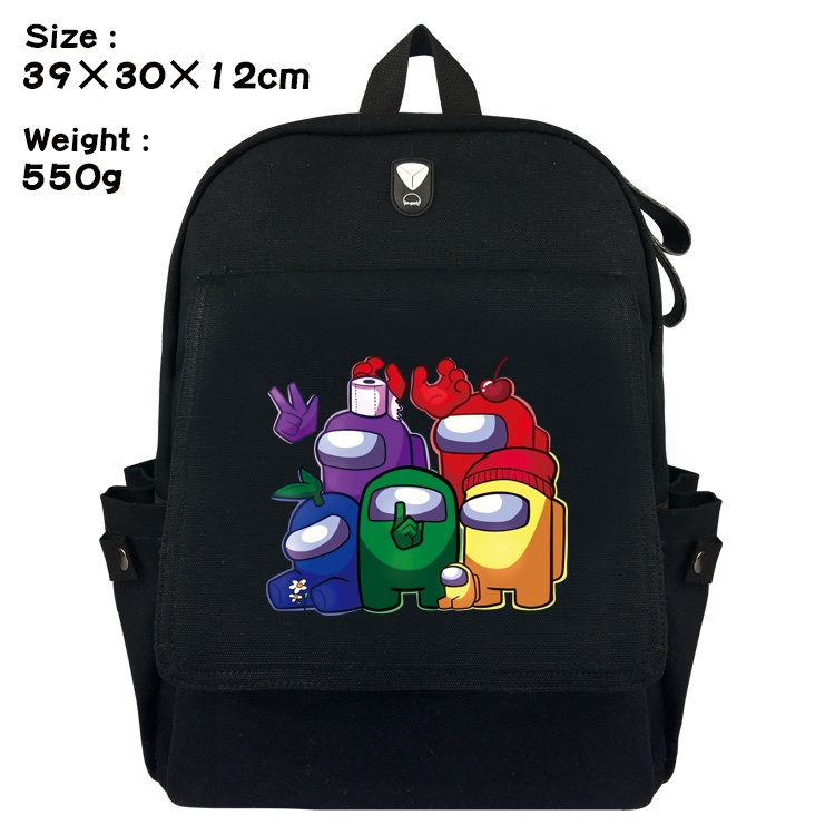 Among us Canvas Flip Backpack Student Schoolbag  39X30X12CM