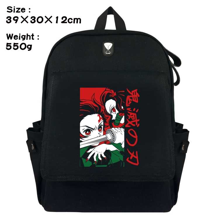 Demon Slayer Kimets Canvas Flip Backpack Student Schoolbag  39X30X12CM