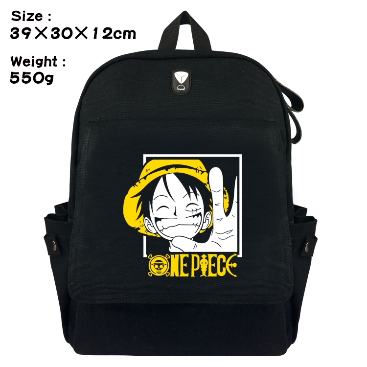 One Piece Canvas Flip Backpack Student Schoolbag  39X30X12CM