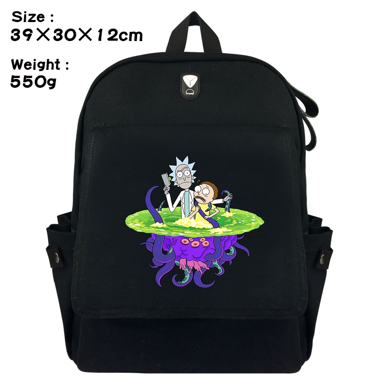 Rick and Morty Canvas Flip Backpack Student Schoolbag  39X30X12CM