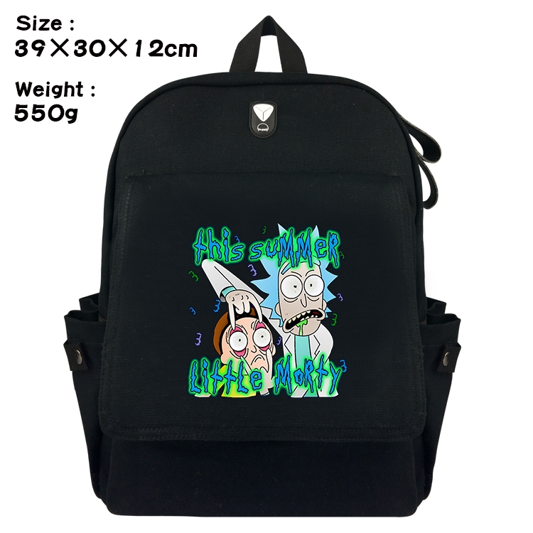 Rick and Morty Canvas Flip Backpack Student Schoolbag  39X30X12CM