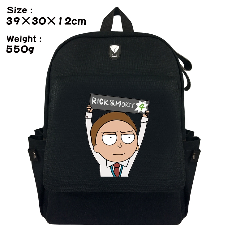 Rick and Morty Canvas Flip Backpack Student Schoolbag  39X30X12CM