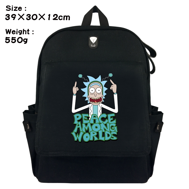 Rick and Morty Canvas Flip Backpack Student Schoolbag  39X30X12CM