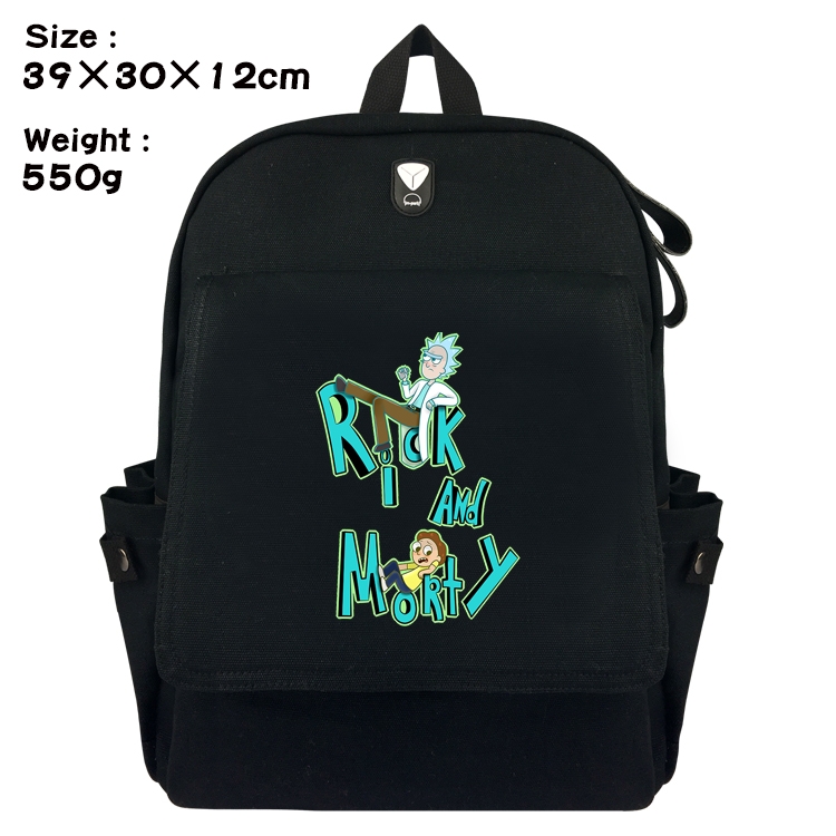 Rick and Morty Canvas Flip Backpack Student Schoolbag  39X30X12CM