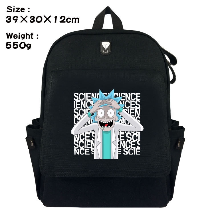 Rick and Morty Canvas Flip Backpack Student Schoolbag  39X30X12CM