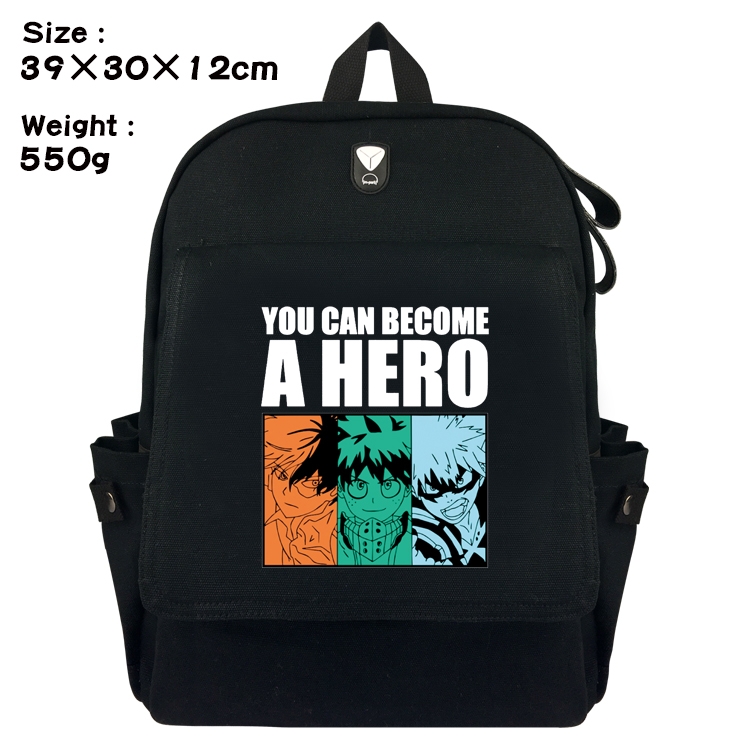 My Hero Academia Canvas Flip Backpack Student Schoolbag  39X30X12CM