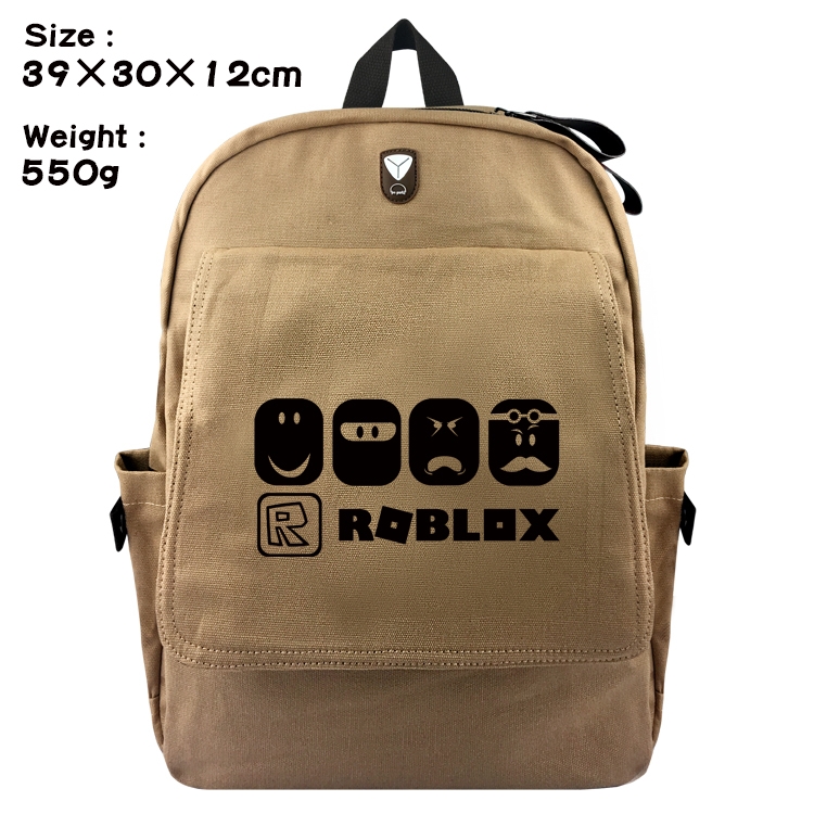 Roblox Canvas Flip Backpack Student Schoolbag  39X30X12CM