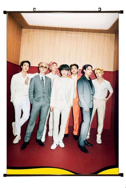 BTS black Plastic rod Cloth painting Wall Scroll 60X90CM   BS-1393