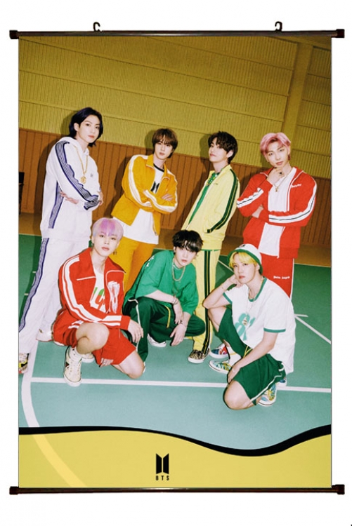 BTS black Plastic rod Cloth painting Wall Scroll 60X90CM BS-1324