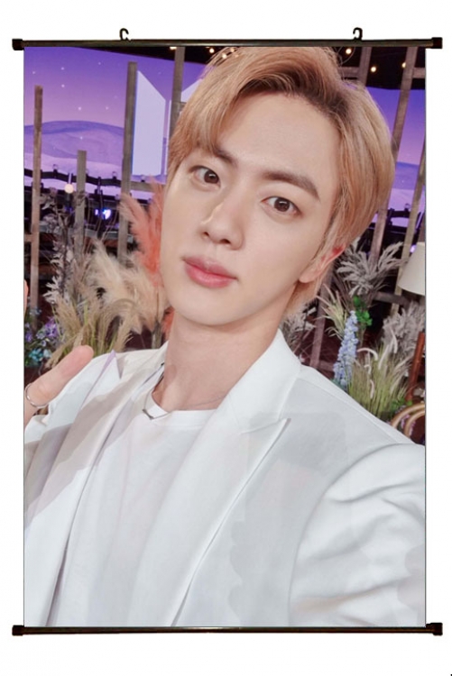 BTS black Plastic rod Cloth painting Wall Scroll 60X90CM  BS-1398