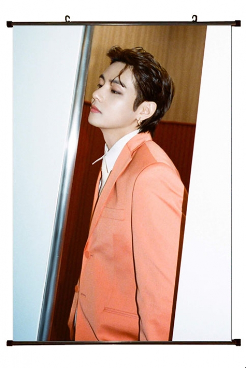 BTS black Plastic rod Cloth painting Wall Scroll 60X90CM BS-1392