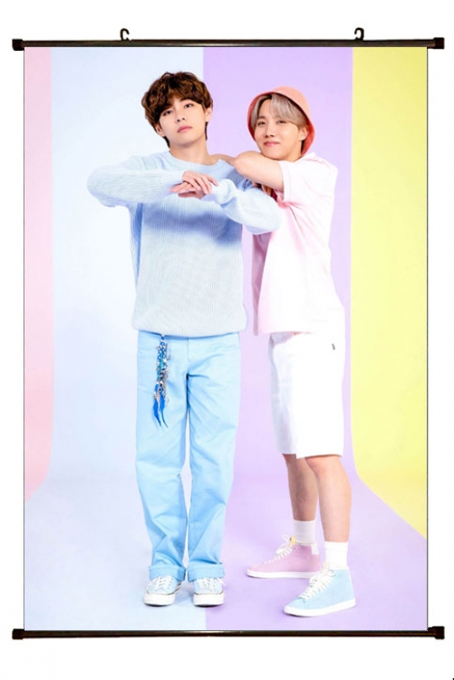 BTS black Plastic rod Cloth painting Wall Scroll 60X90CM  BS-1322