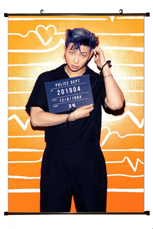 BTS black Plastic rod Cloth painting Wall Scroll 60X90CM BS-1287