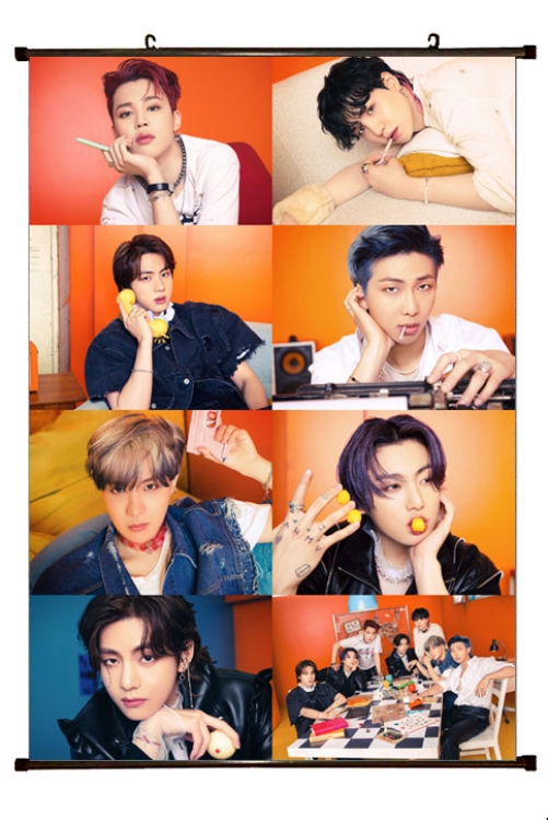 BTS  black Plastic rod Cloth painting Wall Scroll 60X90CM  BS-1266A