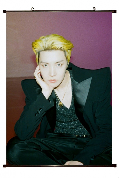 BTS black Plastic rod Cloth painting Wall Scroll 60X90CM   BS-1376