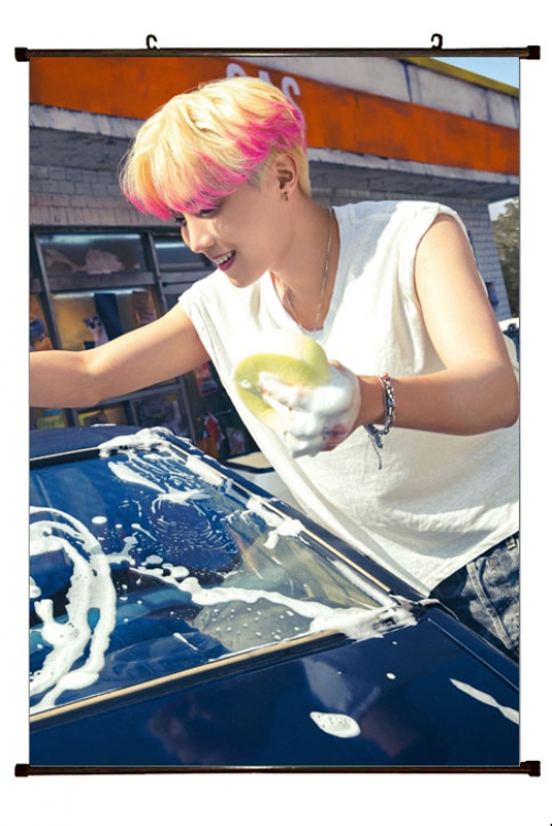 BTS  black Plastic rod Cloth painting Wall Scroll 60X90CM  BS-1254