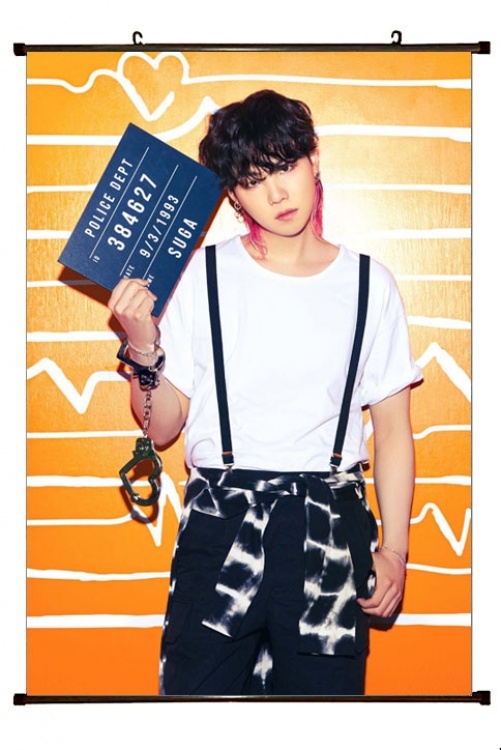 BTS  black Plastic rod Cloth painting Wall Scroll 60X90CM   BS-1288