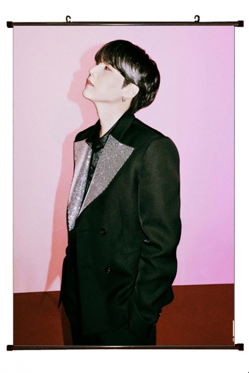 BTS  black Plastic rod Cloth painting Wall Scroll 60X90CM  BS-1374