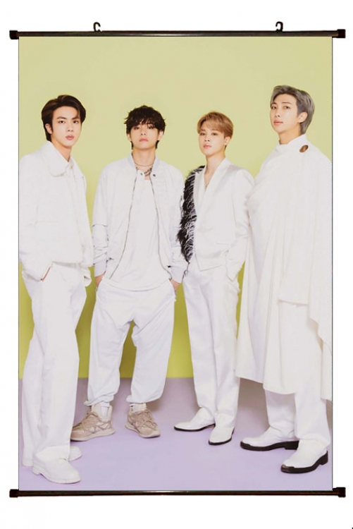 BTS  black Plastic rod Cloth painting Wall Scroll 60X90CM  BS-1296