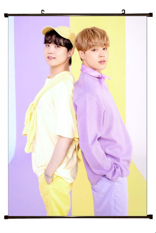 BTS  black Plastic rod Cloth painting Wall Scroll 60X90CM  BS-1318