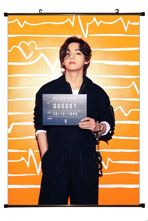 BTS  black Plastic rod Cloth painting Wall Scroll 60X90CM  BS-1282