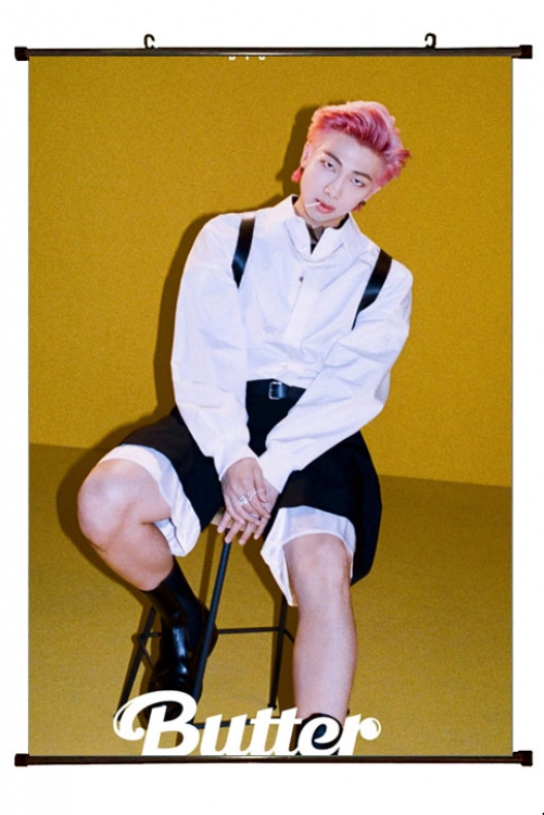 BTS  black Plastic rod Cloth painting Wall Scroll 60X90CM  BS-1379