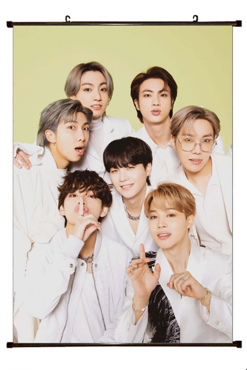 BTS  black Plastic rod Cloth painting Wall Scroll 60X90CM BS-1345