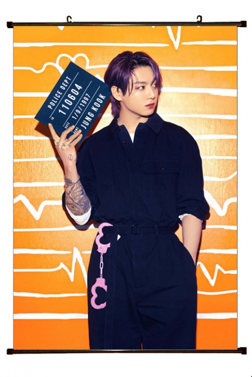 BTS  black Plastic rod Cloth painting Wall Scroll 60X90CM  BS-1283