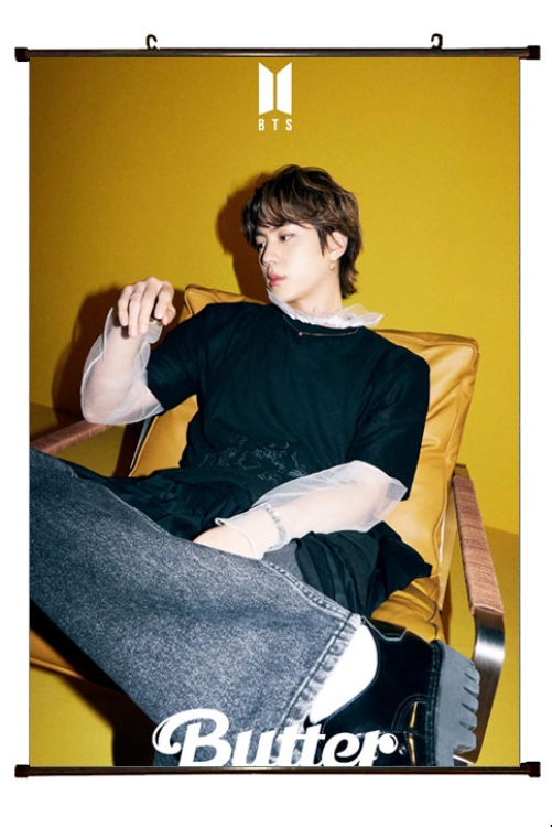 BTS  black Plastic rod Cloth painting Wall Scroll 60X90CM BS-1380