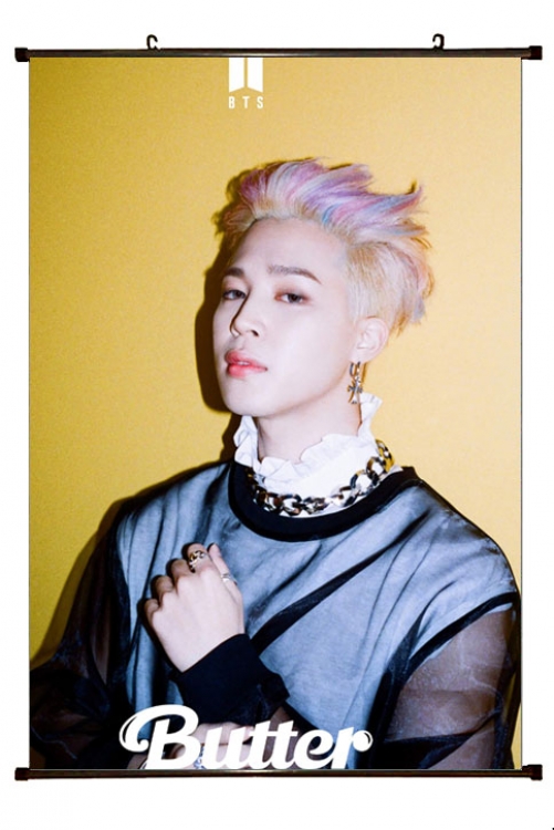 BTS  black Plastic rod Cloth painting Wall Scroll 60X90CM  BS-1383