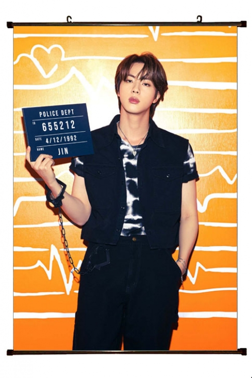 BTS  black Plastic rod Cloth painting Wall Scroll 60X90CM BS-1285