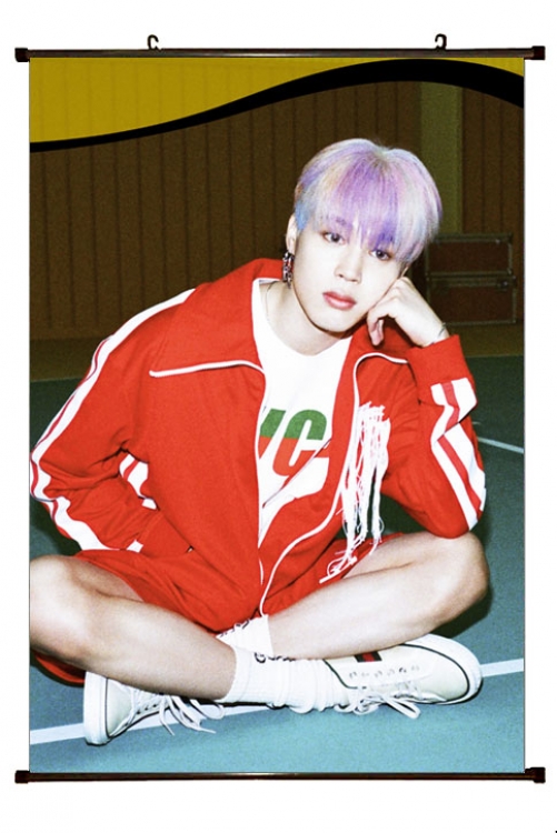 BTS  black Plastic rod Cloth painting Wall Scroll 60X90CM   BS-1330