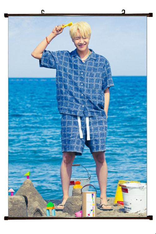 BTS  black Plastic rod Cloth painting Wall Scroll 60X90CM  BS-1245