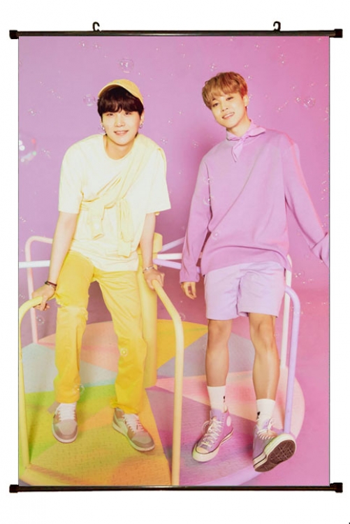 BTS  black Plastic rod Cloth painting Wall Scroll 60X90CM BS-1307