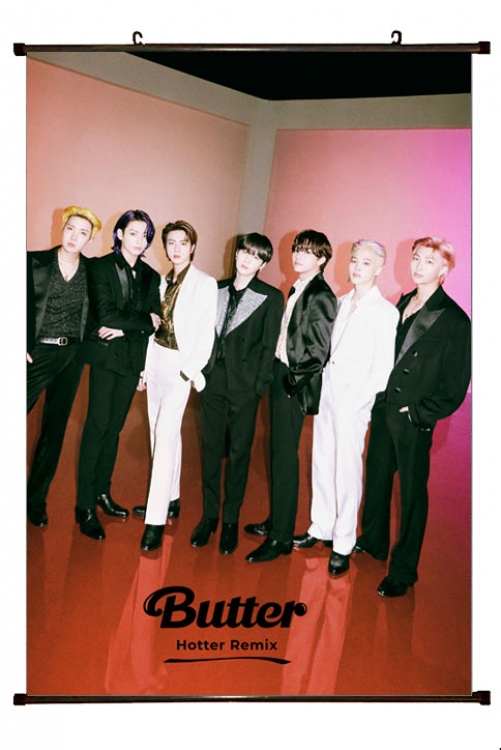 BTS  black Plastic rod Cloth painting Wall Scroll 60X90CM  BS-1370