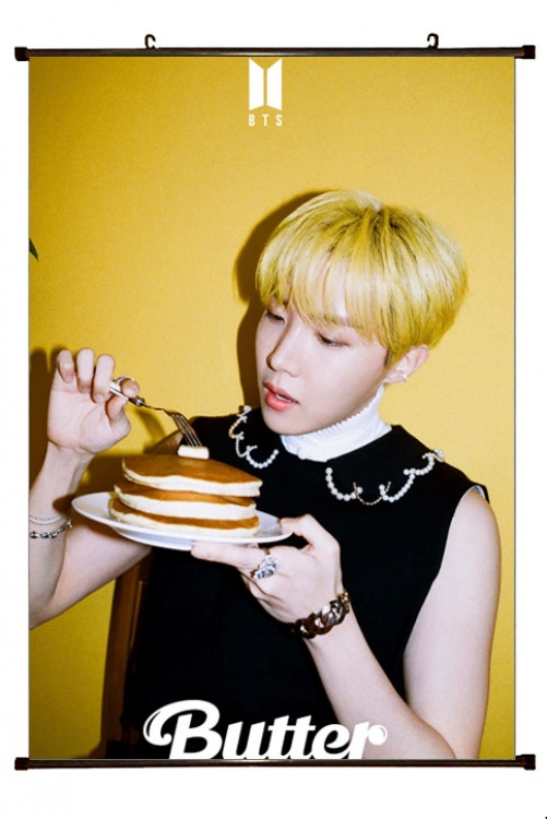 BTS  black Plastic rod Cloth painting Wall Scroll 60X90CM BS-1382