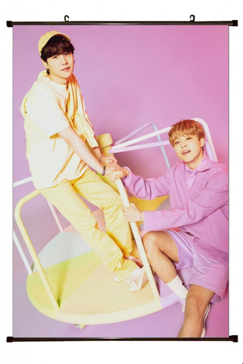 BTS  black Plastic rod Cloth painting Wall Scroll 60X90CM  BS-1306