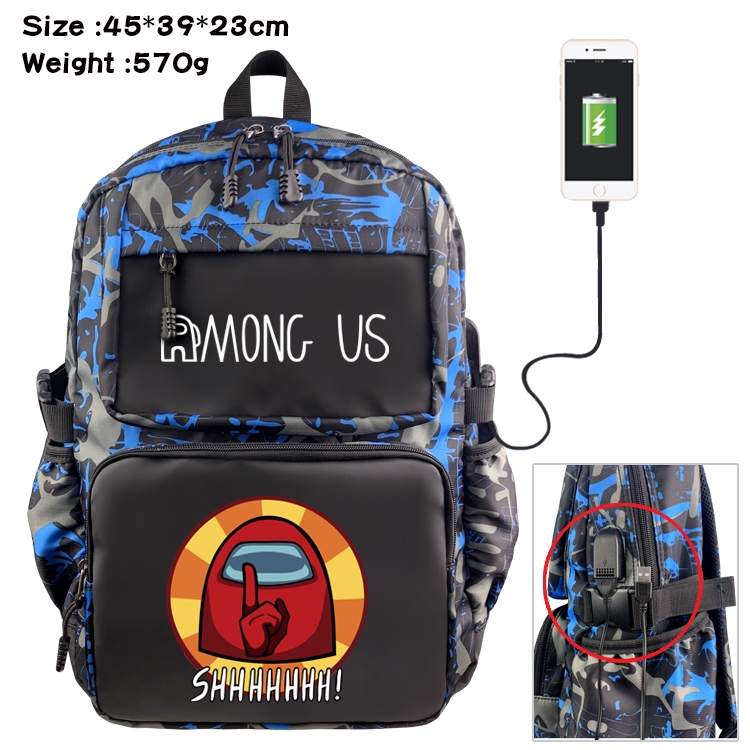 among-us Anime waterproof nylon material camouflage backpack school bag 45X39X23CM