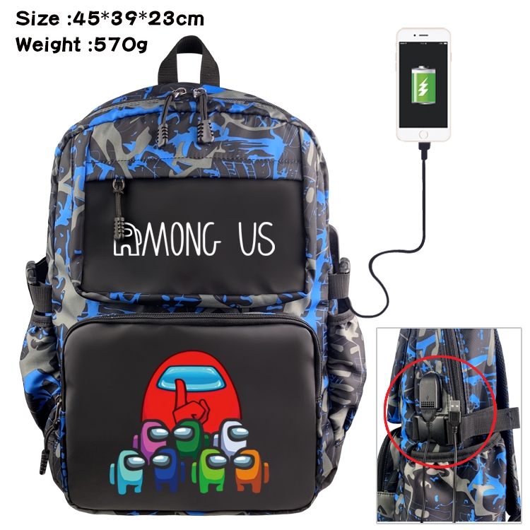 among-us Anime waterproof nylon material camouflage backpack school bag 45X39X23CM