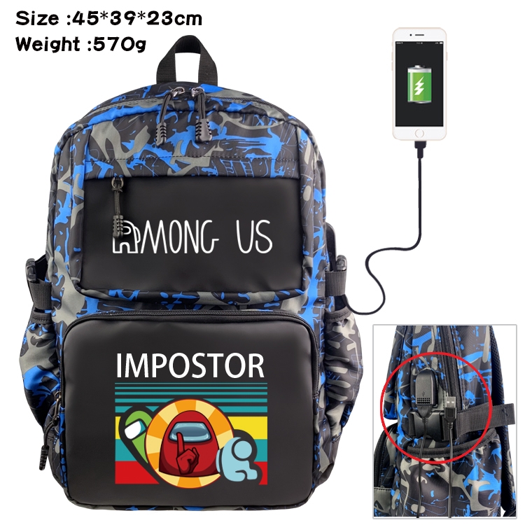 among-us Anime waterproof nylon material camouflage backpack school bag 45X39X23CM