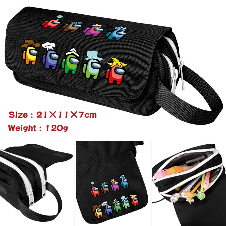 Among us Portable waterproof double-layer pencil case Pencil Bag  20x11x7cm