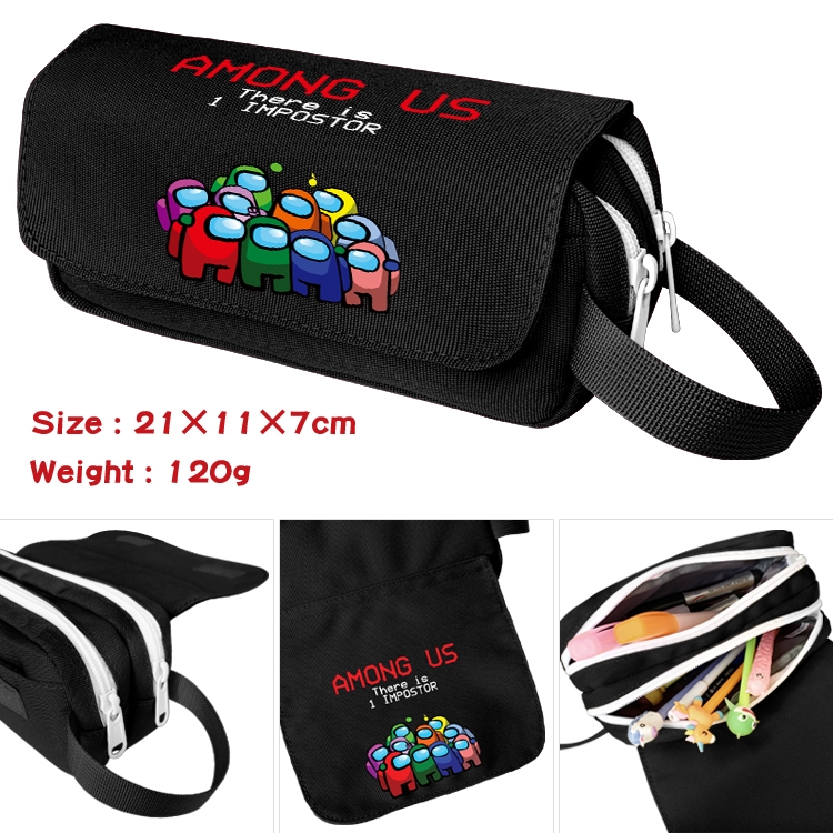 Among us Portable waterproof double-layer pencil case Pencil Bag  20x11x7cm