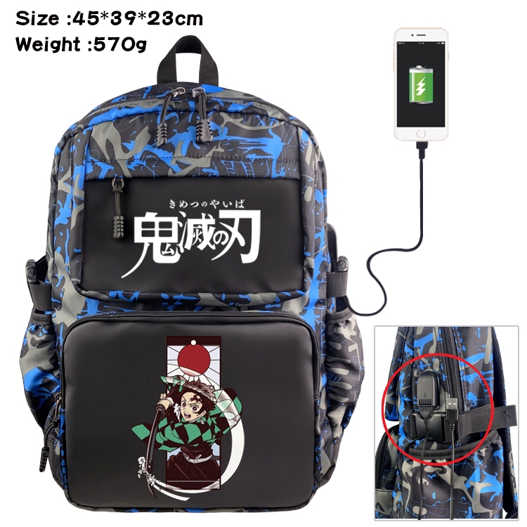 Demon Slayer Kimets Anime waterproof nylon material camouflage backpack school bag 45X39X23CM