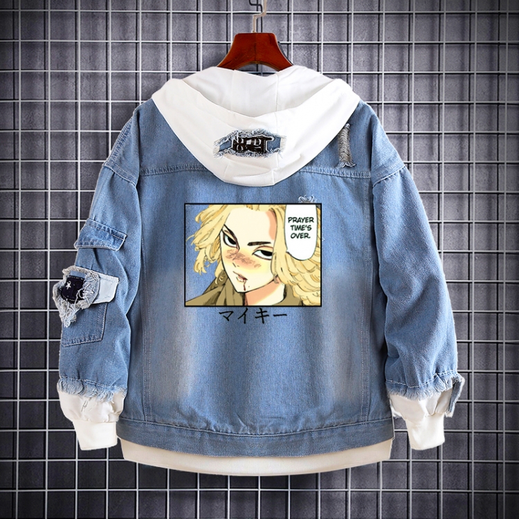 Tokyo Revengers  Anime Loose Hooded Fake Two Denim Jackets from S to 5XL