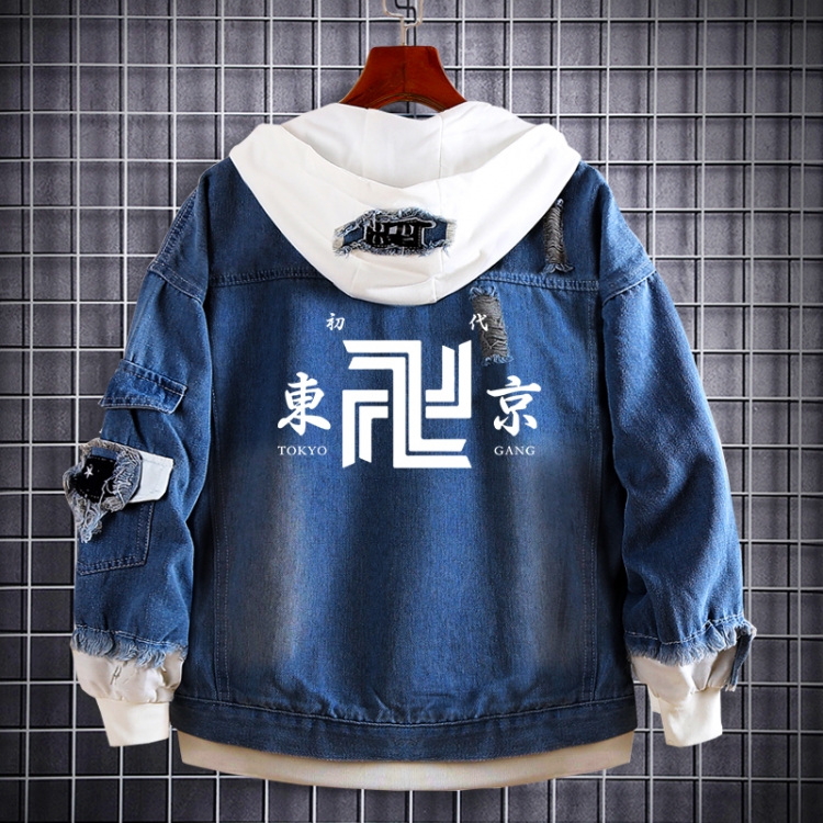 Tokyo Revengers  Anime Loose Hooded Fake Two Denim Jackets from S to 5XL