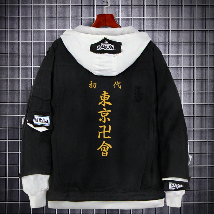 Tokyo Revengers  Anime Loose Hooded Fake Two Denim Jackets from S to 5XL