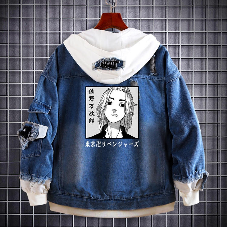 Tokyo Revengers  Anime Loose Hooded Fake Two Denim Jackets from S to 5XL