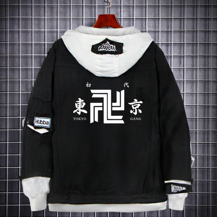 Tokyo Revengers  Anime Loose Hooded Fake Two Denim Jackets from S to 5XL