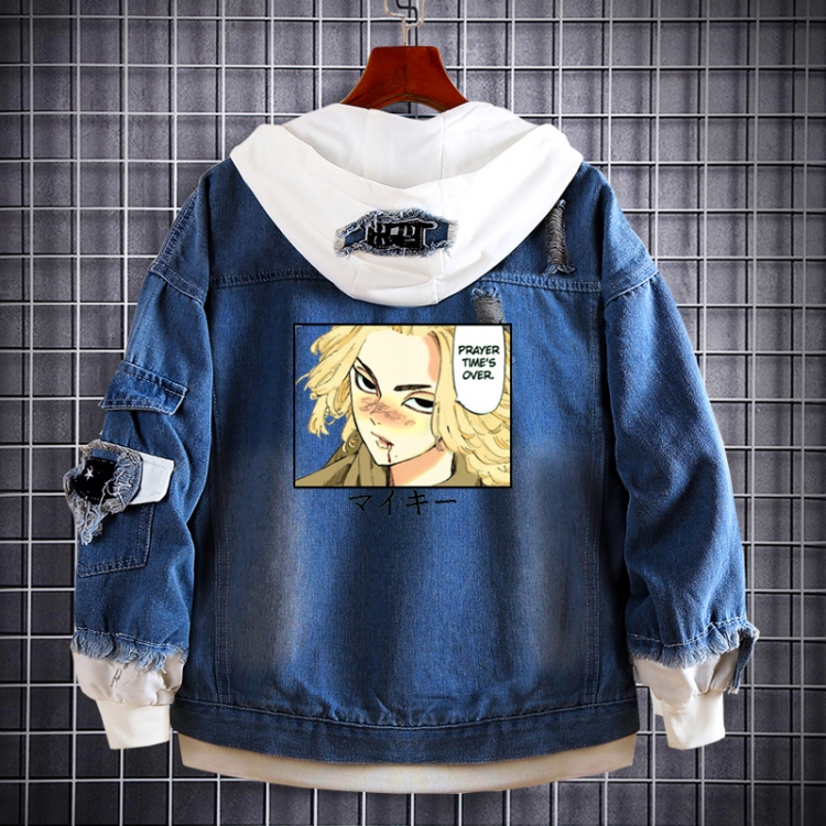 Tokyo Revengers  Anime Loose Hooded Fake Two Denim Jackets from S to 5XL