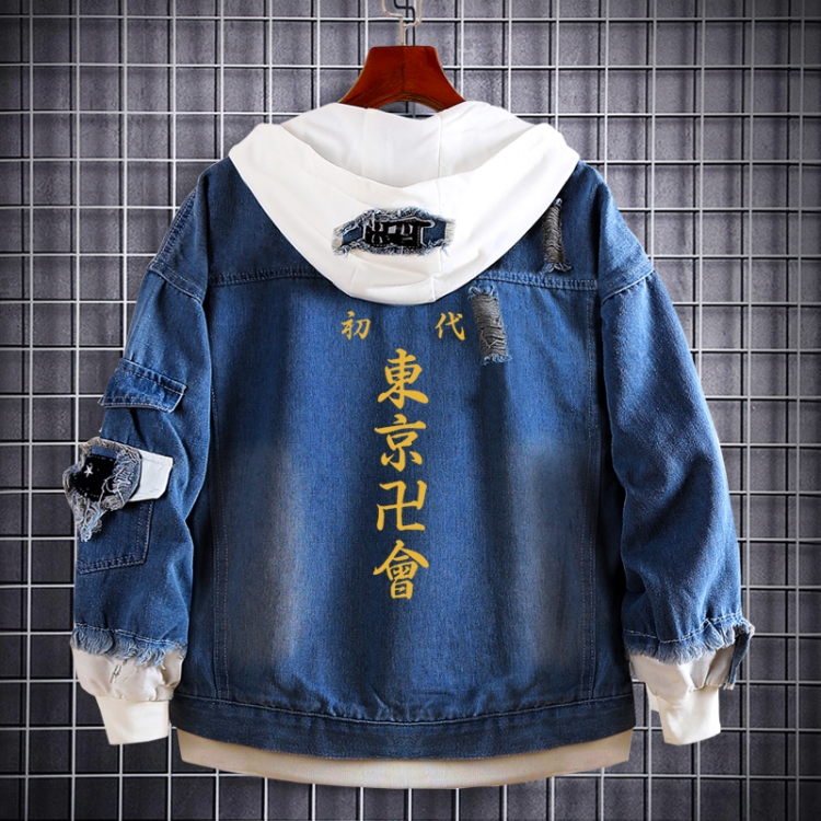 Tokyo Revengers  Anime Loose Hooded Fake Two Denim Jackets from S to 5XL